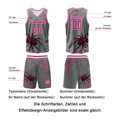 Benutzerdefinierter Asche Pulver Basketball Jersey Uniform Anzug gedruckt Ihr Logo Name Nummer