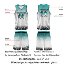 Benutzerdefinierter Blau Weiß Basketball Jersey Uniform Anzug gedruckt Ihr Logo Name Nummer