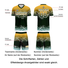 Benutzerdefinierte Gelb Grün Trikots für Männer Frauen Personalisierte Fußball Uniformen für Erwachsene und Kind