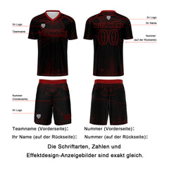Benutzerdefinierte Schwarz Rot Trikots für Männer Frauen Personalisierte Fußball Uniformen für Erwachsene und Kind