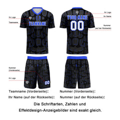 Benutzerdefinierte Schwarz Blau Fußball Trikots für Männer Frauen Personalisierte Fußball Uniformen für Erwachsene und Kind