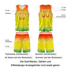 Benutzerdefinierter Orange Gelb Basketball Jersey Uniform Anzug gedruckt Ihr Logo Name Nummer