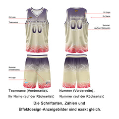 Benutzerdefinierter Lila Fleischfarbe Basketball Jersey Uniform Anzug gedruckt Ihr Logo Name Nummer