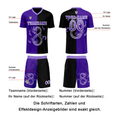 Benutzerdefinierte Lila Schwarz Trikots für Männer Frauen Personalisierte Fußball Uniformen für Erwachsene und Kind