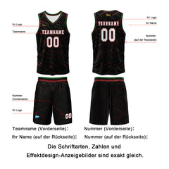 Benutzerdefinierter Schwarz Orange Rot Basketball Jersey Uniform Anzug gedruckt Ihr Logo Name Nummer
