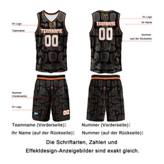 Benutzerdefinierter Schwarz orange Basketball Jersey Uniform Anzug gedruckt Ihr Logo Name Nummer