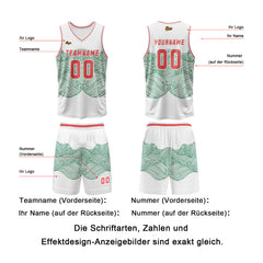 Benutzerdefinierter Grün Rot Basketball Jersey Uniform Anzug gedruckt Ihr Logo Name Nummer