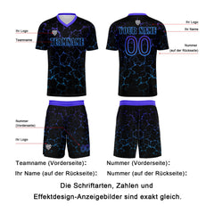 Benutzerdefinierte Schwarz Blau Trikots für Männer Frauen Personalisierte Fußball Uniformen für Erwachsene und Kind