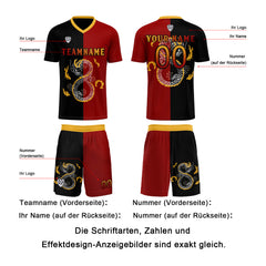 Benutzerdefinierte Rot Schwarz Trikots für Männer Frauen Personalisierte Fußball Uniformen für Erwachsene und Kind