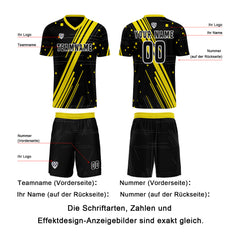 Benutzerdefinierte Schwarz Gelb Trikots für Männer Frauen Personalisierte Fußball Uniformen für Erwachsene und Kind
