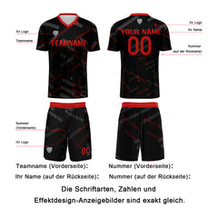 Benutzerdefinierte Schwarz Rot Fußball Trikots für Männer Frauen Personalisierte Fußball Uniformen für Erwachsene und Kind