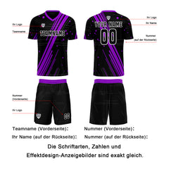 Benutzerdefinierte Schwarz Lila Trikots für Männer Frauen Personalisierte Fußball Uniformen für Erwachsene und Kind