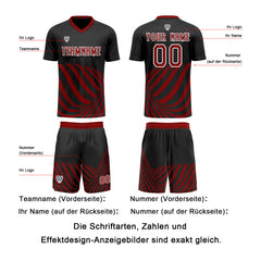 Benutzerdefinierte Schwarz Rot Trikots für Männer Frauen Personalisierte Fußball Uniformen für Erwachsene und Kind
