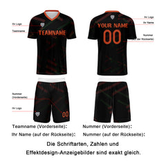 Benutzerdefinierte Schwarz Orange Rot Fußball Trikots für Männer Frauen Personalisierte Fußball Uniformen für Erwachsene und Kind