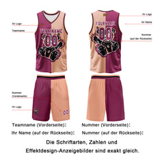 Benutzerdefinierter Rosenrot Basketball Jersey Uniform Anzug gedruckt Ihr Logo Name Nummer