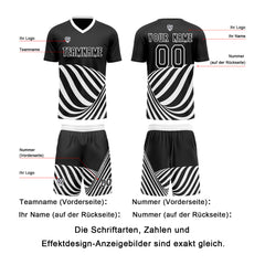 Benutzerdefinierte Schwarz Weiß Trikots für Männer Frauen Personalisierte Fußball Uniformen für Erwachsene und Kind