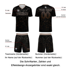 Benutzerdefinierte Schwarz Hellbraun Trikots für Männer Frauen Personalisierte Fußball Uniformen für Erwachsene und Kind