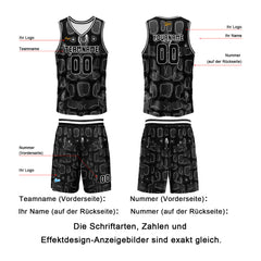 Benutzerdefinierter Schwarz Basketball Jersey Uniform Anzug gedruckt Ihr Logo Name Nummer