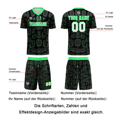 Benutzerdefinierte Schwarz Grün Fußball Trikots für Männer Frauen Personalisierte Fußball Uniformen für Erwachsene und Kind