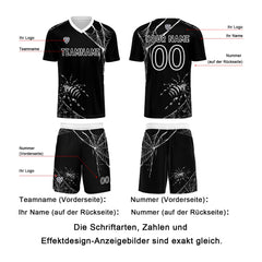 Benutzerdefinierte Schwarz Trikots für Männer Frauen Personalisierte Fußball Uniformen für Erwachsene und Kind