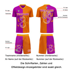 Benutzerdefinierte Lila Orange Trikots für Männer Frauen Personalisierte Fußball Uniformen für Erwachsene und Kind