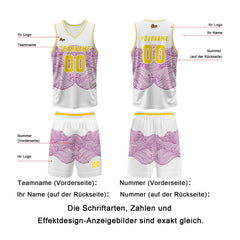 Benutzerdefinierter Lila Gelb Basketball Jersey Uniform Anzug gedruckt Ihr Logo Name Nummer