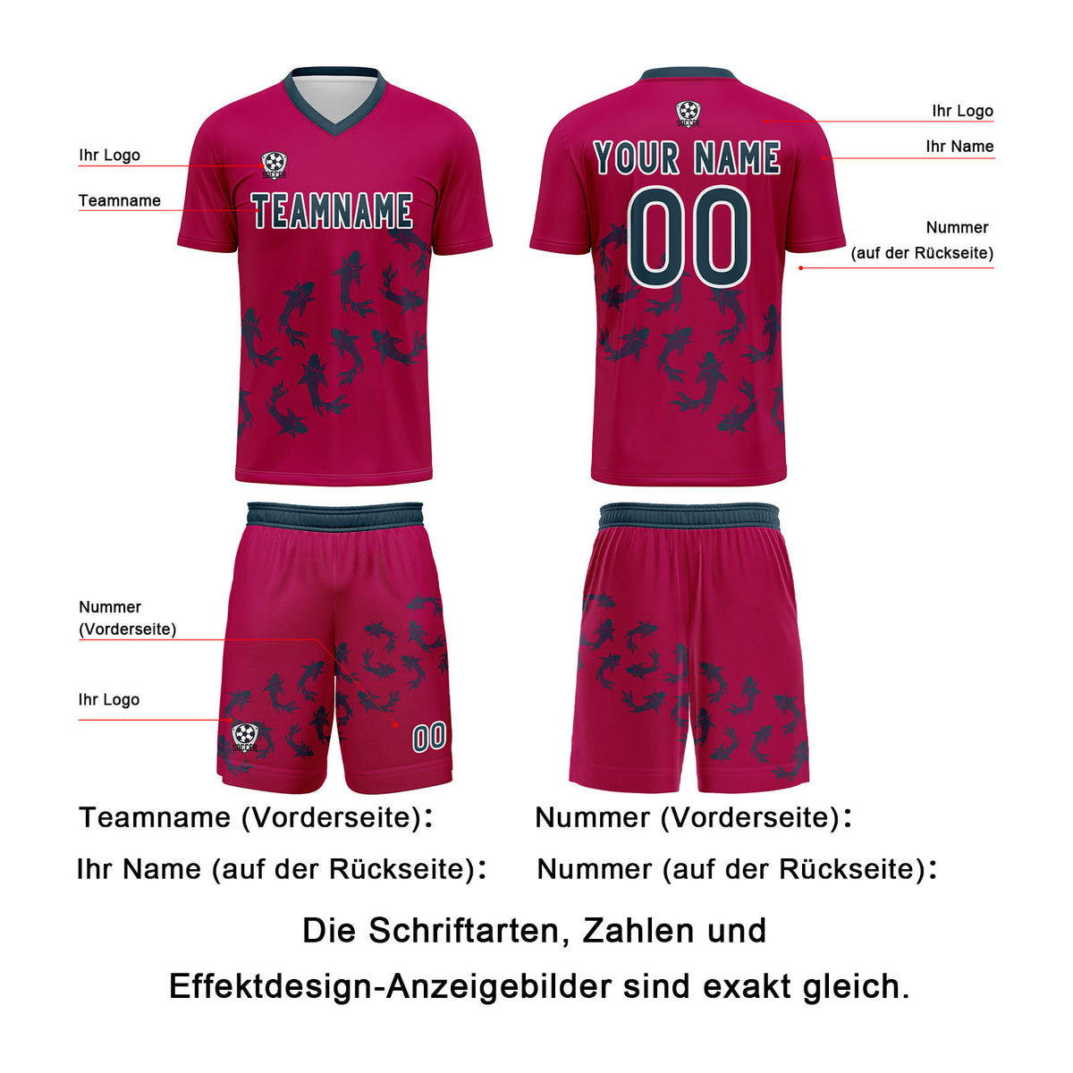 Benutzerdefinierte Rose Rot Trikots für Männer Frauen Personalisierte Fußball Uniformen für Erwachsene und Kind