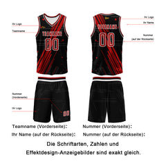 Benutzerdefinierter Rot Basketball Jersey Uniform Anzug gedruckt Ihr Logo Name Nummer