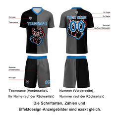 Benutzerdefinierte Schwarz Blau Fußball Trikots für Männer Frauen Personalisierte Fußball Uniformen für Erwachsene und Kind