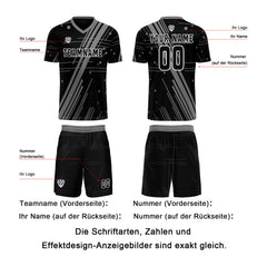 Benutzerdefinierte Schwarz Grau Trikots für Männer Frauen Personalisierte Fußball Uniformen für Erwachsene und Kind