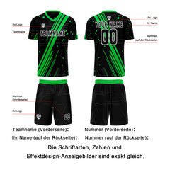 Benutzerdefinierte Schwarz Grün Trikots für Männer Frauen Personalisierte Fußball Uniformen für Erwachsene und Kind