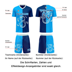 Benutzerdefinierte Dunkelblau Trikots für Männer Frauen Personalisierte Fußball Uniformen für Erwachsene und Kind