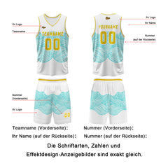 Benutzerdefinierter Blaue Zitrone Gelb Basketball Jersey Uniform Anzug gedruckt Ihr Logo Name Nummer