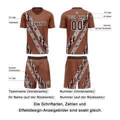 Benutzerdefinierte Braun Trikots für Männer Frauen Personalisierte Fußball Uniformen für Erwachsene und Kind
