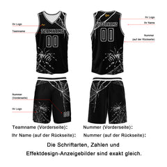 Benutzerdefinierter Schwarz Basketball Jersey Uniform Anzug gedruckt Ihr Logo Name Nummer