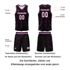 Benutzerdefinierter Schwarz Rose Rot Basketball Jersey Uniform Anzug gedruckt Ihr Logo Name Nummer