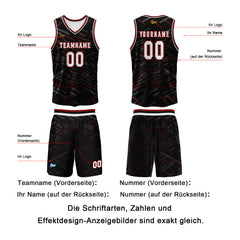 Benutzerdefinierter Schwarz Rot Basketball Jersey Uniform Anzug gedruckt Ihr Logo Name Nummer