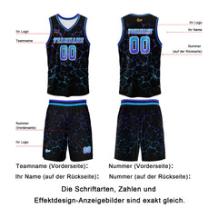 Benutzerdefinierter Blau Lila Basketball Jersey Uniform Anzug gedruckt Ihr Logo Name Nummer