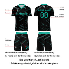 Benutzerdefinierte Schwarz Dunkelgrün Fußball Trikots für Männer Frauen Personalisierte Fußball Uniformen für Erwachsene und Kind