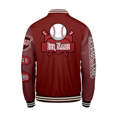 Maßgeschneiderte Rot Letterman Varsity Jacket Individuelle Stickerei  Druck nach Ihrem Wunsch