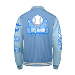 Maßgeschneiderte Blau Letterman Varsity Jacket Individuelle Stickerei  Druck nach Ihrem Wunsch