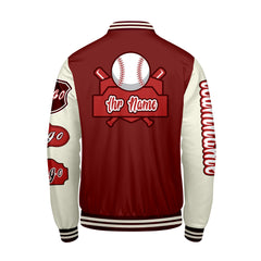 Maßgeschneiderte Rot Weiß Letterman Varsity Jacket Individuelle Stickerei  Druck nach Ihrem Wunsch