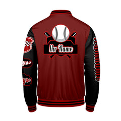 Maßgeschneiderte Rot Schwarz Letterman Varsity Jacket Individuelle Stickerei  Druck nach Ihrem Wunsch