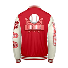 Maßgeschneiderte Rot Weiß Letterman Varsity Jacket Individuelle Stickerei  Druck nach Ihrem Wunsch