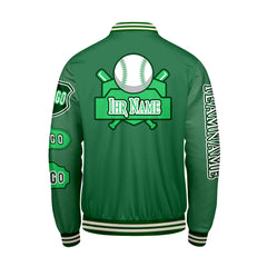 Maßgeschneiderte Grün Letterman Varsity Jacket Individuelle Stickerei Druck nach Ihrem Wunsch