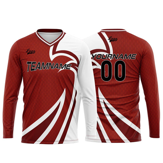 Kundenspezifisches Rot Basketball Fußball Schießen langes T-Shirt für Erwachsene und Kinder