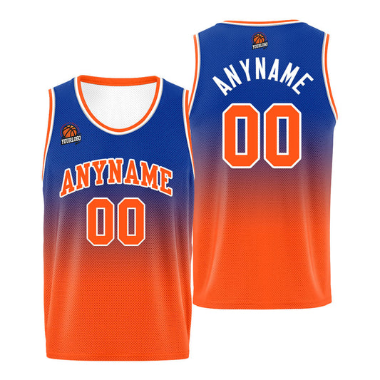 Benutzerdefinierte Basketball Jersey personalisiert genäht Name&Number&Logo Royal&Orange