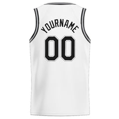 Benutzerdefinierte Authentisch Basketball Trikot Weiß-Schwarz-Grau