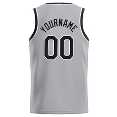 Benutzerdefinierte Authentisch Basketball Trikot Grau-Schwarz-Weiß