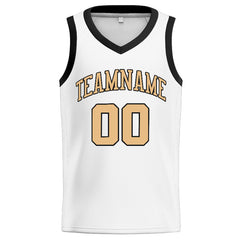 Benutzerdefinierte Authentisch Basketball Trikot Weiß-Schwarz-Gold